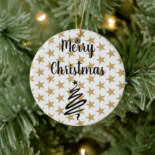 Ornamento De Cerâmica Golds Stars Natal (Árvore)