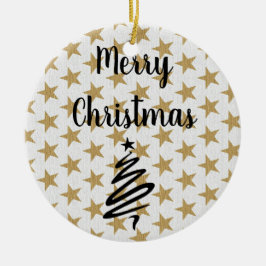 Ornamento De Cerâmica Golds Stars Natal