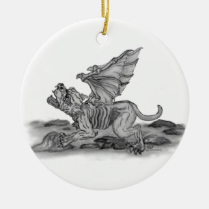 Ornamento De Cerâmica Golem Gargoyle preto sabe desenhos