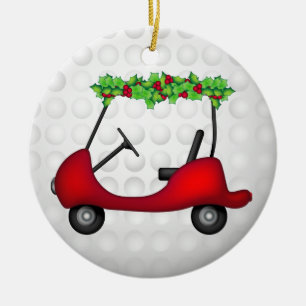 Ornamento De Cerâmica Golf Cart Christmas 1