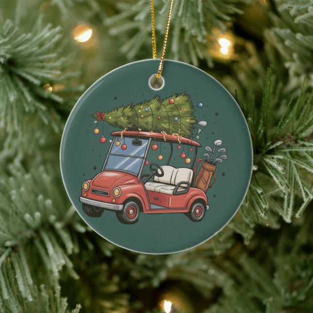 Ornamento De Cerâmica Golf Cart Christmas Tree Golf Lover Gift (Árvore)