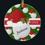 Ornamento De Cerâmica Golf de Natal 🏌️ ‍ ♂️ | DIY Texto<br><div class="desc">Ornamento de Golfe de Natal PRONTO PARA PERSONALIZAR.. ✔ NOTA: APENAS MUDE AS ÁREAS DE MODELO NECESSÁRIAS! 😀 Se necessário, você pode remover o texto e começar a adicionar o texto, a fonte e o tamanho da fonte que desejar. 📌 Se você precisar de mais personalização, clique no botão "Clique...</div>