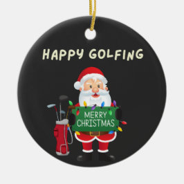 Ornamento De Cerâmica Golf Feliz Natal Férias Santa Claus Golfe