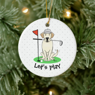 Ornamento De Cerâmica Golf Golfing Yellow Lab Labrador Retriever Dog