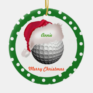 Ornamento De Cerâmica Golf personaliza a bola de Papais noeis