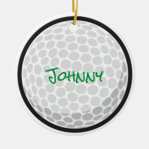 Ornamento De Cerâmica Golf Personalizado Equipe de Nome Branco