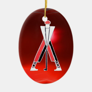 ORNAMENTO DE CERÂMICA GOLF PLAYER, GOLFER RED RUBY MONOGRAMA