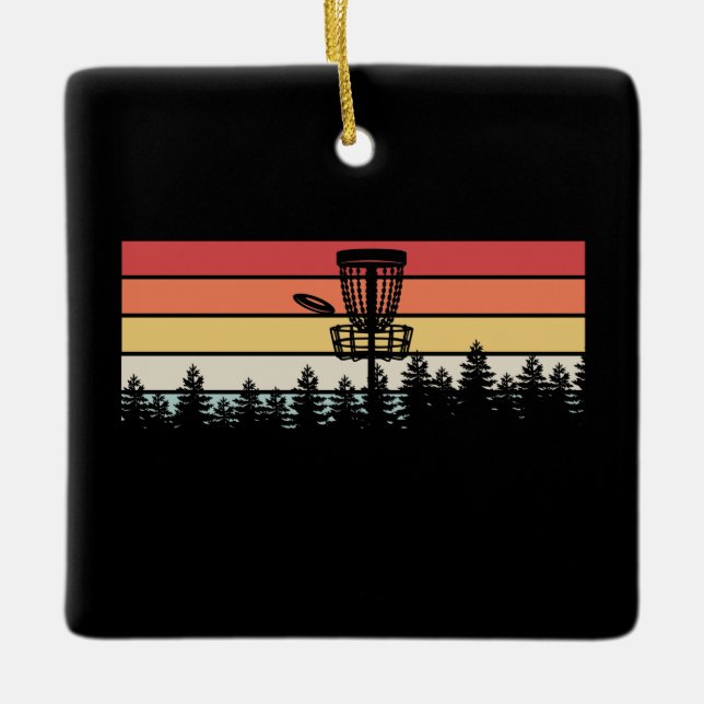 Ornamento De Cerâmica Golfe de Disco Retro (Frente)