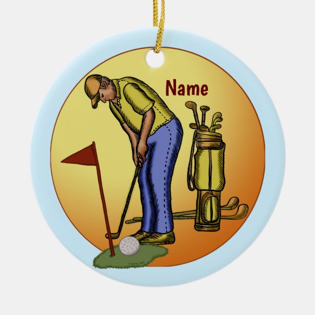 Ornamento De Cerâmica Golfe Flag Pai Golf (Frente)