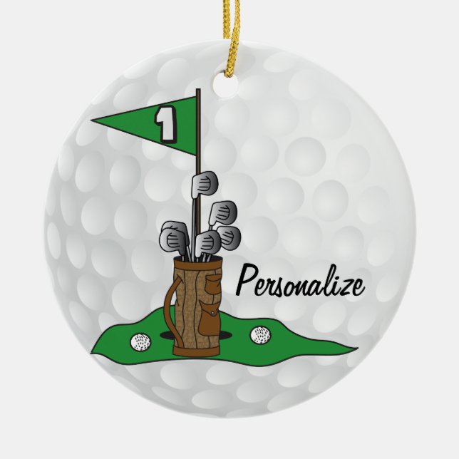 Ornamento De Cerâmica Golfe 🏌️ ‍ ♀️ no Verde | Personalizar | Golfe (Frente)