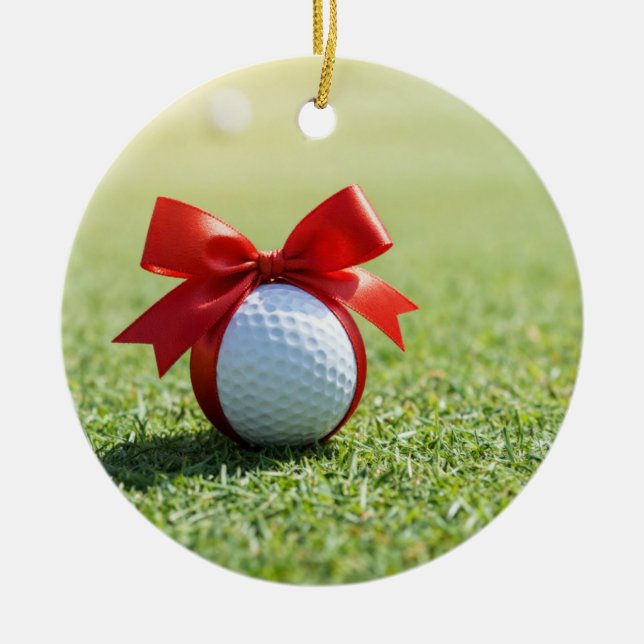 Ornamento De Cerâmica Golfe tema de Natal para o Natal (Frente)
