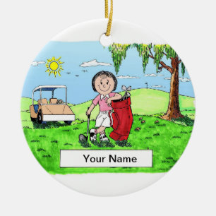 Ornamento De Cerâmica Golfer - Mulher