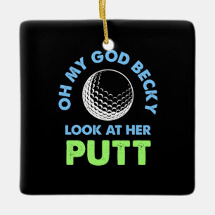 Ornamento De Cerâmica Golfer Oh Meu Deus