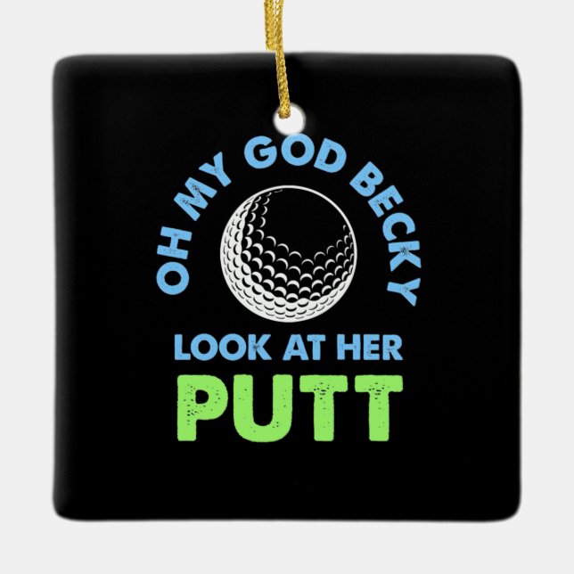 Ornamento De Cerâmica Golfer Oh Meu Deus (Frente)