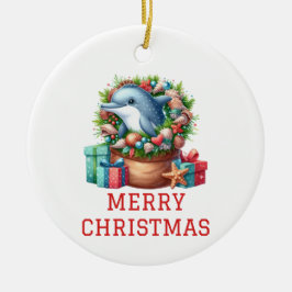 Ornamento De Cerâmica Golfinho Bonito Natal
