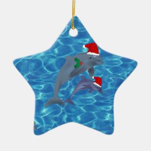 Ornamento De Cerâmica golfinhos-de-santa-claus