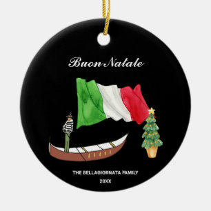 Ornamento De Cerâmica *~* Gondola Flag Itália Buon Natale Foto Natal