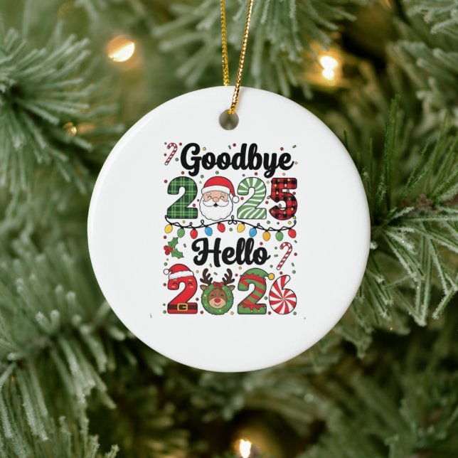 Ornamento De Cerâmica Goodbye 2025 Hello 2026 New Year Resolution   (Árvore)