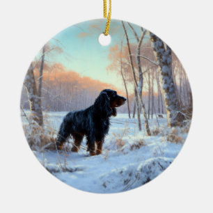 Ornamento De Cerâmica Gordon Setter Deixe Nevar Natal