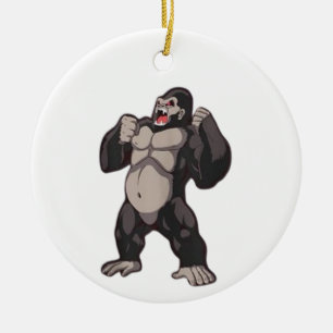 Ornamento De Cerâmica Gorila Rugindo Macaco Primata