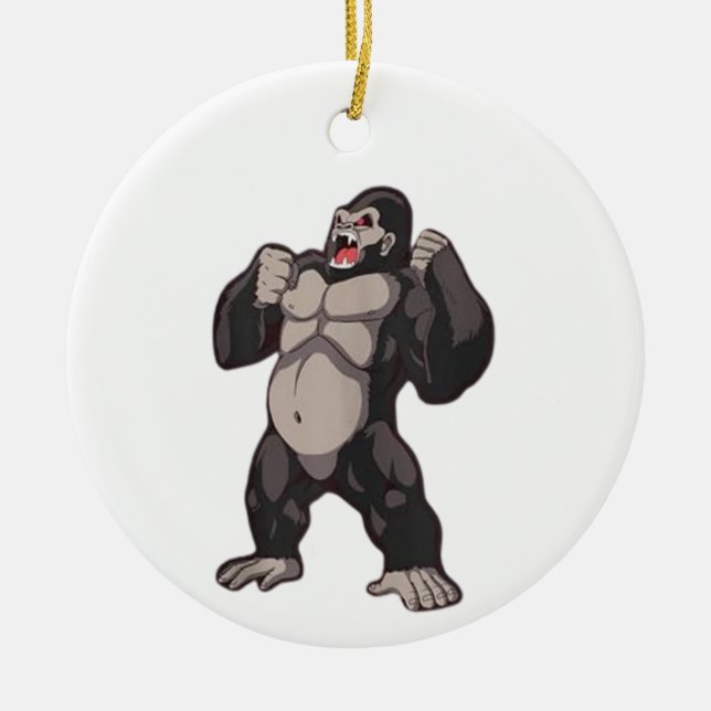Ornamento De Cerâmica Gorila Rugindo Macaco Primata (Frente)