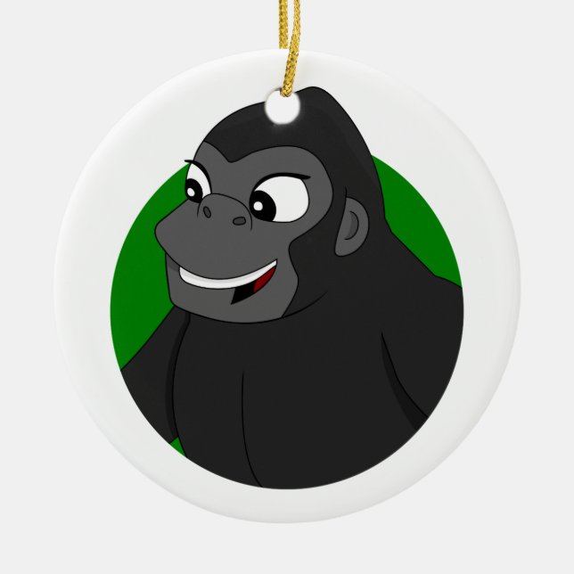 Ornamento De Cerâmica Gorilla Cartoon (Frente)