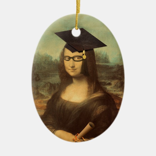 Ornamento De Cerâmica Gorra de Graduação Mona Lisa (Frente)