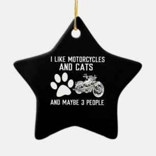 Ornamento De Cerâmica Gosto De Motociclos E Gatos De Arte Engraçada