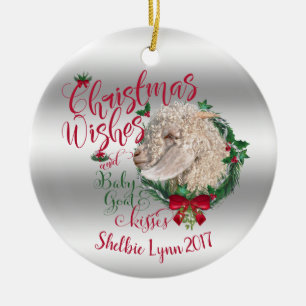 Ornamento De Cerâmica GOTA   O Natal Deseja O Bebê-Cabra Angora