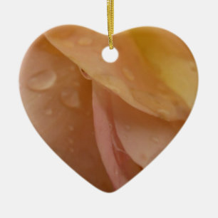 Ornamento De Cerâmica Gotas de chuva em Rosa de Petais Rosa Pálido