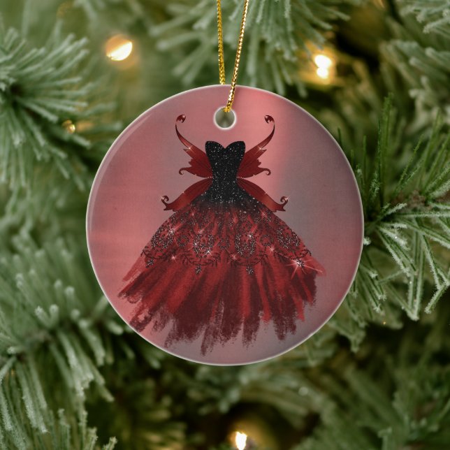 Ornamento De Cerâmica Gothic Fairy Crimson Gown | Ovinos Vermelhos Profu (Árvore)