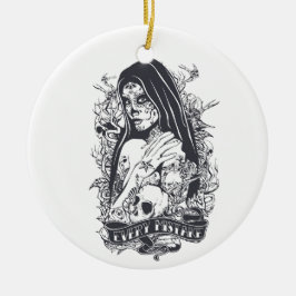 Ornamento De Cerâmica Gothic Sugar Skull Woman Tattoo Art