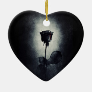 Ornamento De Cerâmica Gótico Negro Derrubando Sangue Macabre Casamento