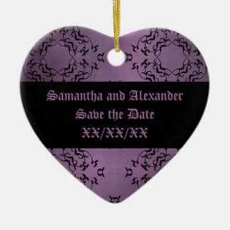 Ornamento De Cerâmica Gótico, roxo, molhado casual Salve a data
