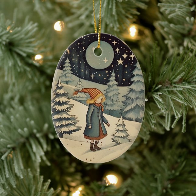 Ornamento De Cerâmica Gouache Vintage Retro Christmas (Árvore)