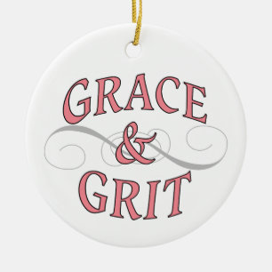 Ornamento De Cerâmica Grace & Grit em rosa e Cinza