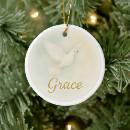 Ornamento De Cerâmica “Grace” Watercolor Christmas Ornament