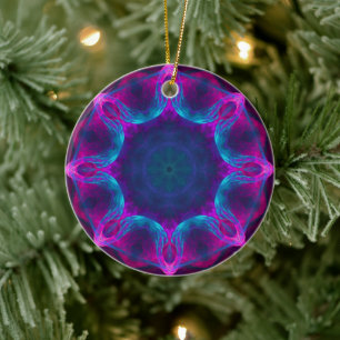 Ornamento De Cerâmica Gradação de Kaleidoscope Azul e Rosa