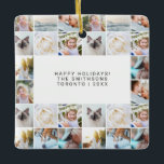 Ornamento De Cerâmica Grade de Colagem de Fotos Simples e Mínima Persona<br><div class="desc">Ornamento de Natal da Família de Colagem de Fotos Simples e Personalizada</div>