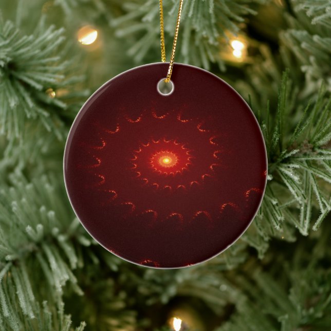 Ornamento De Cerâmica Gradiente de espiral vermelho fiery (Árvore)