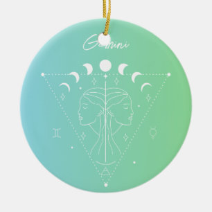 Ornamento De Cerâmica Gradiente de sinal de estrela do horóscopo gemini