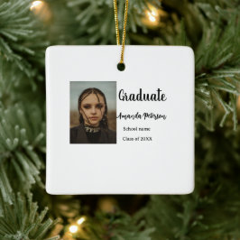 Ornamento De Cerâmica Graduação clássica adicione nome de foto classe an