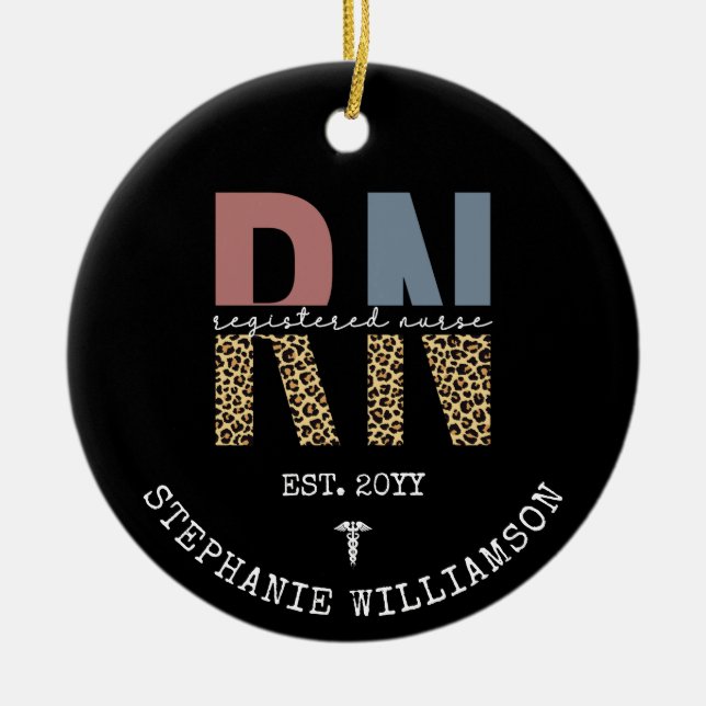 Ornamento De Cerâmica Graduação de Enfermeiros Registrados Personalizado (Frente)
