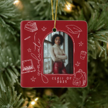 Graduação de Fotos Desenhada à Mão Vermelha Branca