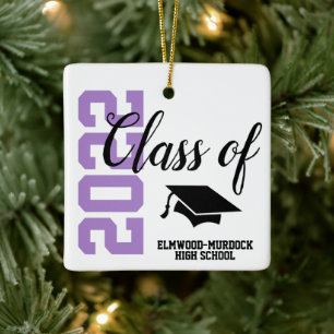 Ornamento De Cerâmica Graduação de Segundo grau Personalizado Roxo