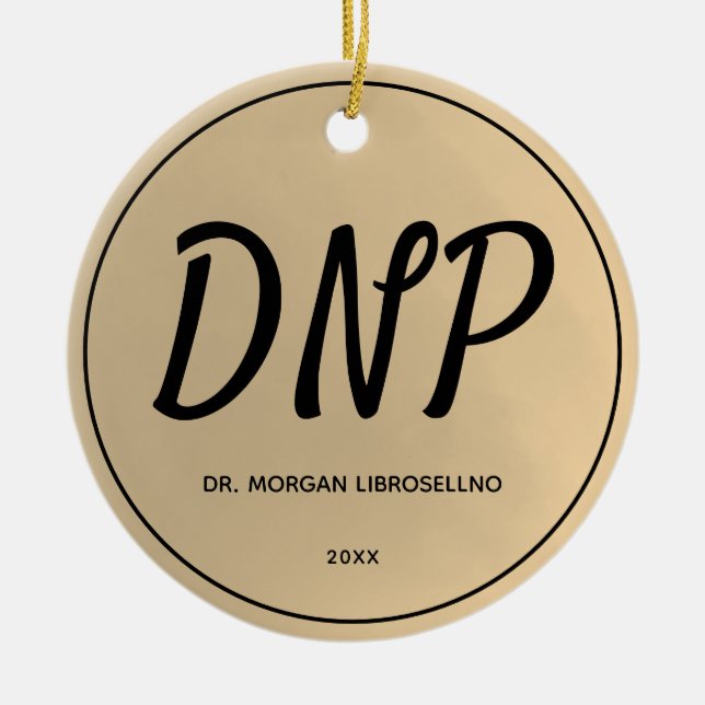 Ornamento De Cerâmica Graduação DNP de Nome Dourado (Frente)