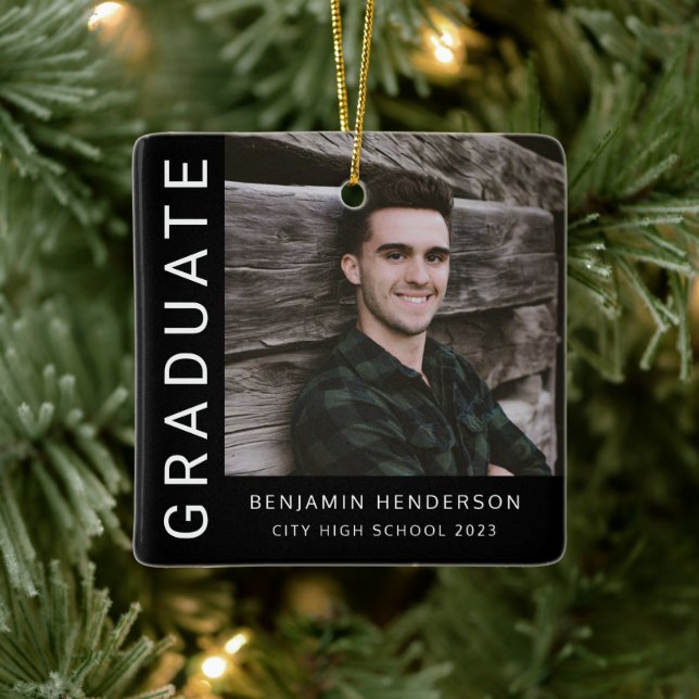 Ornamento De Cerâmica Graduação do Modern Photo Boy 2023 (Árvore)