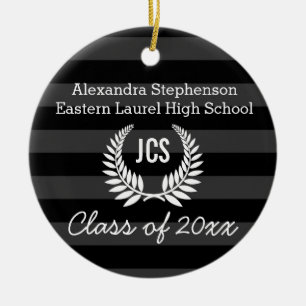 Ornamento De Cerâmica Graduação Fotográfica, Cinza Negra, Monograma Laur