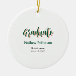 Ornamento De Cerâmica Graduação moderna de classe negra simples e a pret