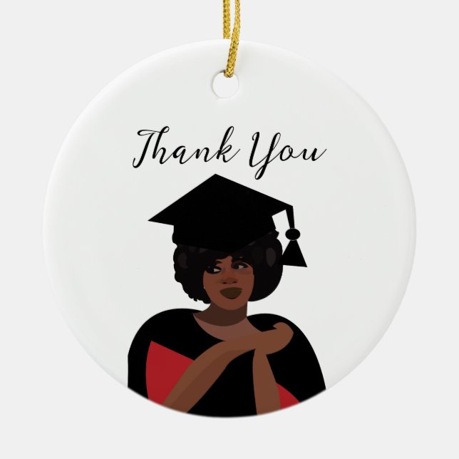 Ornamento De Cerâmica Graduação Personalizada de Mulher Sorridente (Frente)